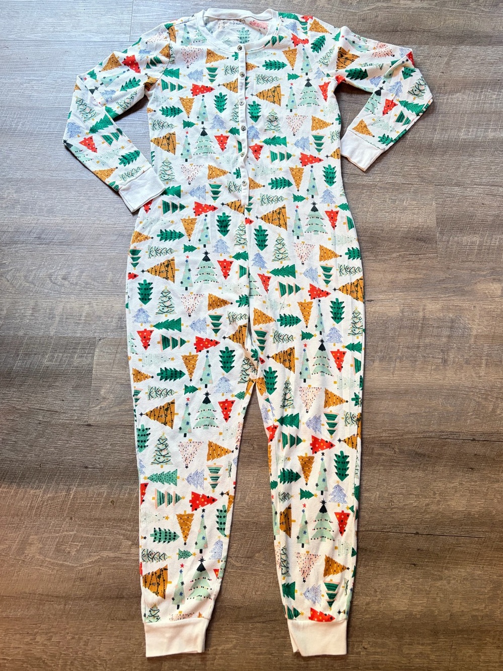 Old Navy Women’s Large Christmas Tree thermal union suit one piece pajamas